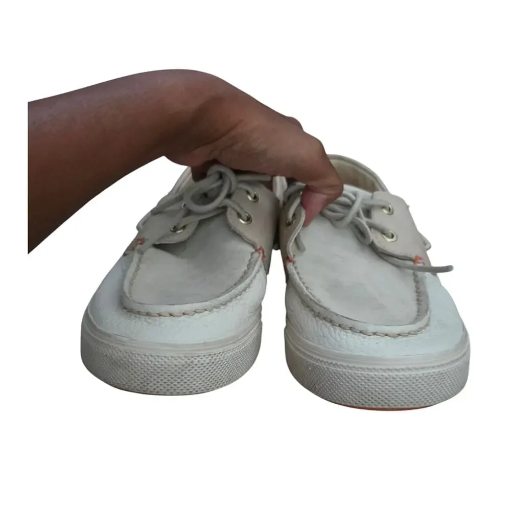 Sperry Boat Shoes Bahama Plushwave Mens US 7.5 Bone Leather Low Top Lace Up